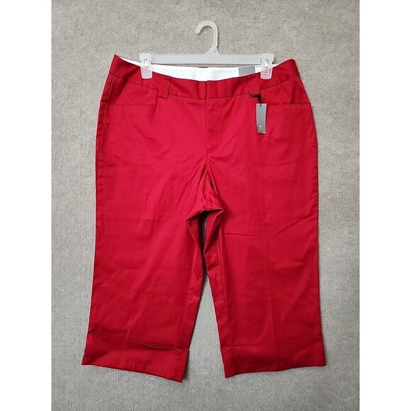 Venezia Lane Bryant Capri Dress Pants Womens 18 Red Cuffed Stretch NEW - Picture 1 of 8